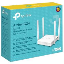 Роутер беспроводной TP-Link Archer C24 AC750 10 / 100BASE-TX белый