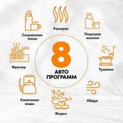 Настольная индукционная плита OBERHOF PaarS22 / плитка электрическая двухконфорочная / варочная панель / 8 программ 10 режимов / D12-26см / 2500Вт