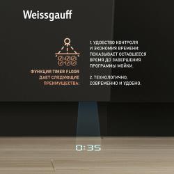 Встраиваемая посудомоечная машина с проекцией времени на полу Weissgauff BDW 4139 D Timer Floor,3года гарантии, 3 корзины, 10 комплектов, 7 программ, Внутренняя подсветка, Половинная загрузка, Быстрый режим, Авто программа, Дополнительная сушка