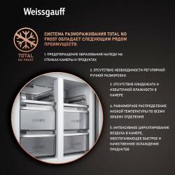 Отдельностоящий холодильник с инвертором Weissgauff WCD 590 Nofrost Inverter Premium Biofresh Blue Glass