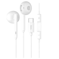 USB Type-C наушники вкладыши с микрофоном Hoco L10 Acoustic White, мобильная гарнитура, штекер USB-C, белые