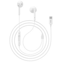 USB Type-C наушники вкладыши с микрофоном Hoco L10 Acoustic White, мобильная гарнитура, штекер USB-C, белые