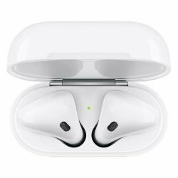 Беспроводные наушники Apple AirPods 2(A2032 / A2031 / A1602) , белый кейс с проводной зарядкой