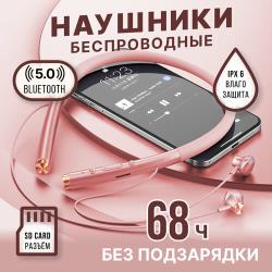 Наушники беспроводные блютуз с микрофоном спортивные для бега на шею (WI черные)
