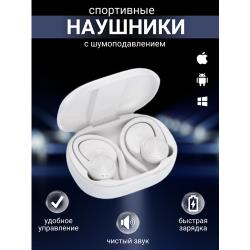 Беспроводные спортивные bluetooth наушники R200 с индикатором зарядки, защитой от влаги Белые