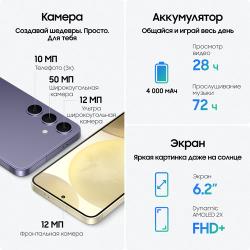 Смартфон Samsung Galaxy S24 8 / 256 ГБ, Dual: nano SIM + eSIM, onyx black