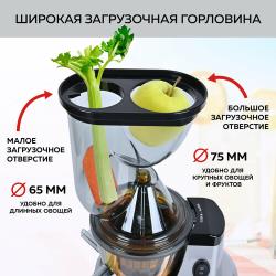 GFGRIL Соковыжималка шнековая 2 в 1 GF-J50, вертикальная, с насадкой для цитрусовых
