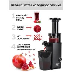 GFGRIL Соковыжималка шнековая 2 в 1 GF-J10 с насадкой для приготовления сорбета, суперкомпактная соковыжималка электрическая для цитрусовых