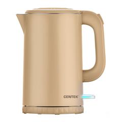 Чайник металлический CENTEK CT-0020 Beige, 1.7л, 2200W, двойные стенки, кнопка откр. на ручке