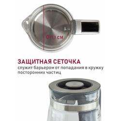 Электрический чайник Pioneer KE815G graphite из термостойкого стекла с сенсорным управлением, 1,7 л, контроллер STRIX, подсветка, 2200 Вт