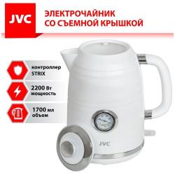 Чайник электрический JVC 1,7 л с датчиком температуры, контроллер STRIX, съемная крышка, съемный фильтр от накипи, 2200 Вт