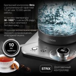 Чайник Hyundai HYK-G5401 серый / серебристый (стекло)
