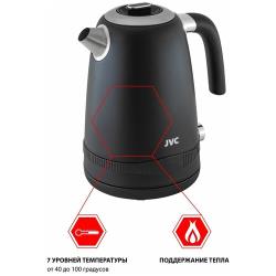 Чайник электрический JVC, JK-KE1730, черный, 1.7 л, 2200 Вт, скрытый нагревательный элемент, нержавеющая сталь