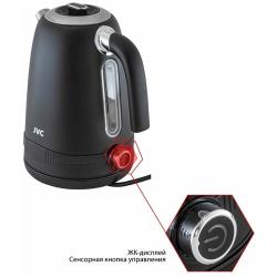Чайник электрический JVC, JK-KE1730, черный, 1.7 л, 2200 Вт, скрытый нагревательный элемент, нержавеющая сталь
