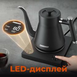 Умный электрический чайник, элитный дизайн, стальной корпус, термопот с поддержанием температуры до 2 часов, удобный носик Oberhof Wasserstrom F-23