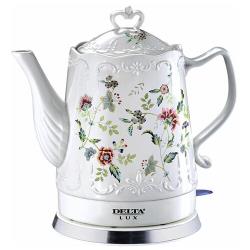 Чайник электрический керамический Delta Lux Цветы DL-1239, 1.5 л, 1.5 кВт