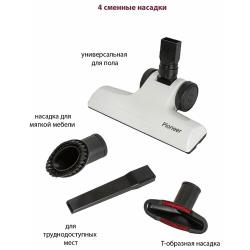 Вертикальный циклонный пылесос Pioneer VC462S cotton white 2 в 1 вертикальный и ручной, моющийся HEPA фильтр, поворотная щетка, 4 насадки, шнур 6 м, 800 Вт