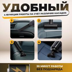 Беспроводной пылесос для автомобиля мощный, ручной портативный аккумуляторный автомобильный пылесос для салона машины и дома, 120Вт