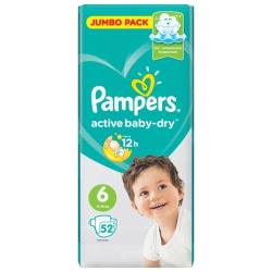 Подгузники Pampers Active Baby-Dry 6 размер, 13-18 кг, 52 шт