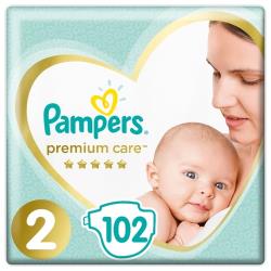 Подгузники для новорожденных Pampers Premium Care 2 размер, 4-8 кг, 102 шт, ультрамягкие