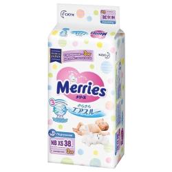 Merries подгузники NB XS, до 3 кг, 38 шт., белый