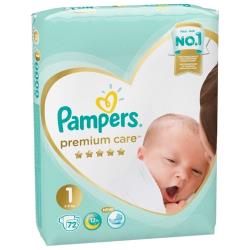 Подгузники для новорожденных Pampers Premium Care 1 размер, 2-5 кг, 20 шт, ультрамягкие