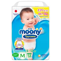 Подгузники трусики детские Moony Extra Soft универсальные 3 М 6-12 кг, 58 шт