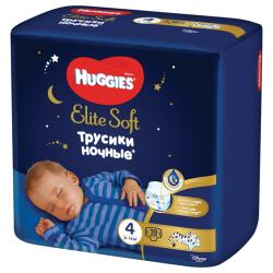 Трусики-подгузники Huggies Элит Софт 4 ночные 9-14кг, 19шт