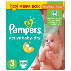 Подгузники PAMPERS Active Baby-Dry 3 (6-10 кг) 124 шт