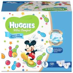 Подгузники Huggies Ultra Comfort для мальчиков 12-22кг, 5 размер, 64шт