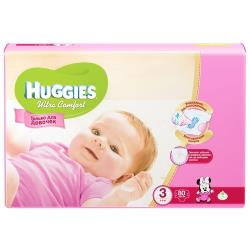 Подгузники Huggies Ultra Comfort для девочек 5-9кг, 3 размер, 94 шт