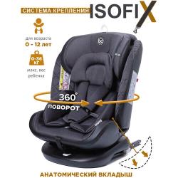 Детское удерживающее устройство Shelter гр 0+ / I / II / III, 0-36кг, (0-12лет)BabyCare, Темно-серый
