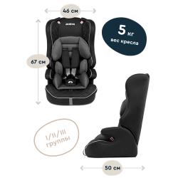 Автокресло JUNION Dino группа 1 / 2 / 3 (9-36 кг), чёрный