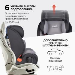 Автокресло детское Costa HD-02, крепление ISOFIX, группа 1 / 2 / 3, от 9 месяцев до 12 лет, от 9 до 36 кг, цвет черно-серый