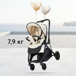 Коляска прогулочная детская Happy Baby Avery от 7 до 36 мес, складная, дождевик, москитная сетка, съемный бампер, коричневая