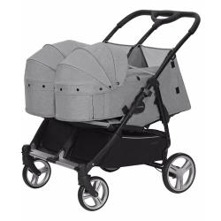 Универсальная коляска для двойни CARRELLO Connect CRL-5502 / 1 2 в 1, rock grey, цвет шасси: черный