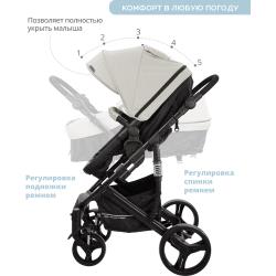 Коляска-трансформер JOVOLA PULSAR универсальная 2в1, всесезонная, бежевый