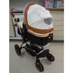 Детская коляска-трансформер 3 в 1 Luxmom X6, бело-коричневый