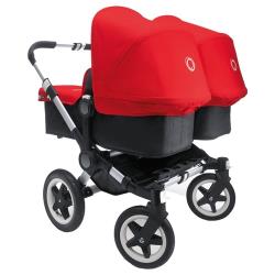 Bugaboo Коляска для двойни Donkey2 Twin Complete 2 в 1 Alu / Seat Fabrics Grey Melange / Ruby Red